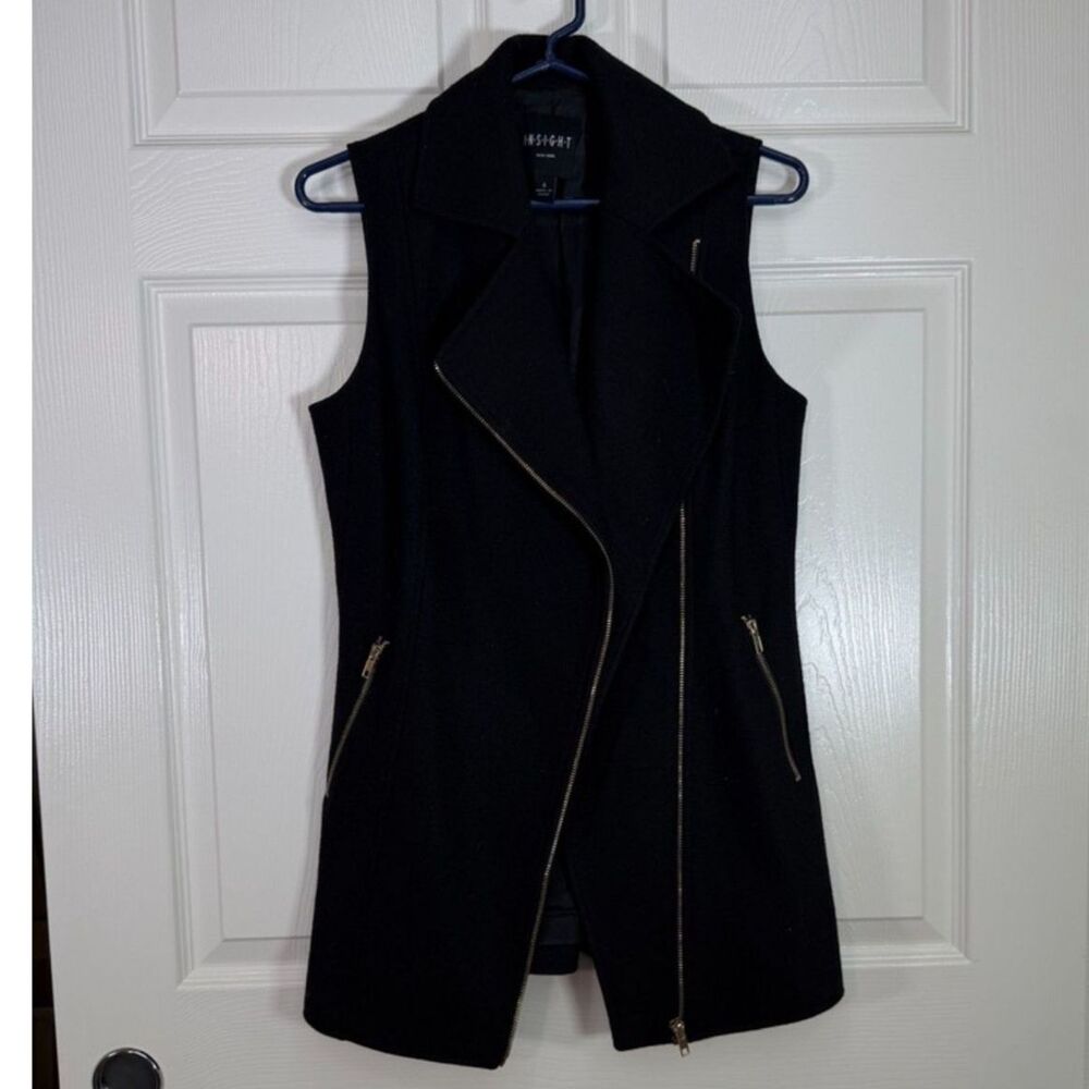 Insight Tunic Moto Asymmetrical Zipper Wool Vest - Size 4